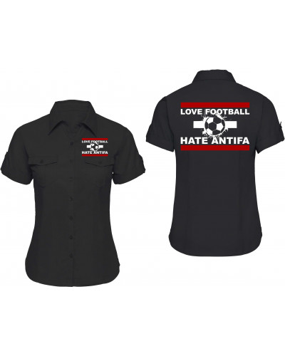 Bestickte kurzarm Damenbluse (Love Football hate Antifa)
