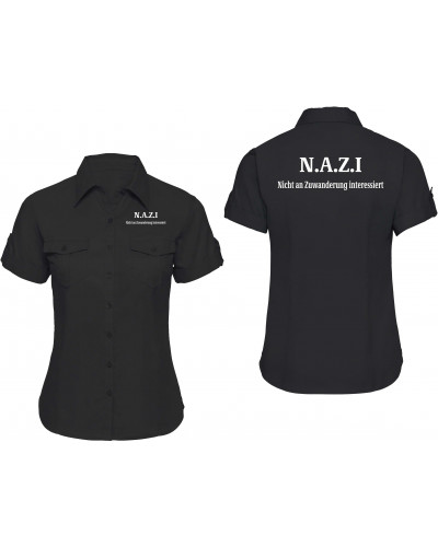 Bestickte kurzarm Damenbluse (Nazi nicht an Zuwanderung interessiert)