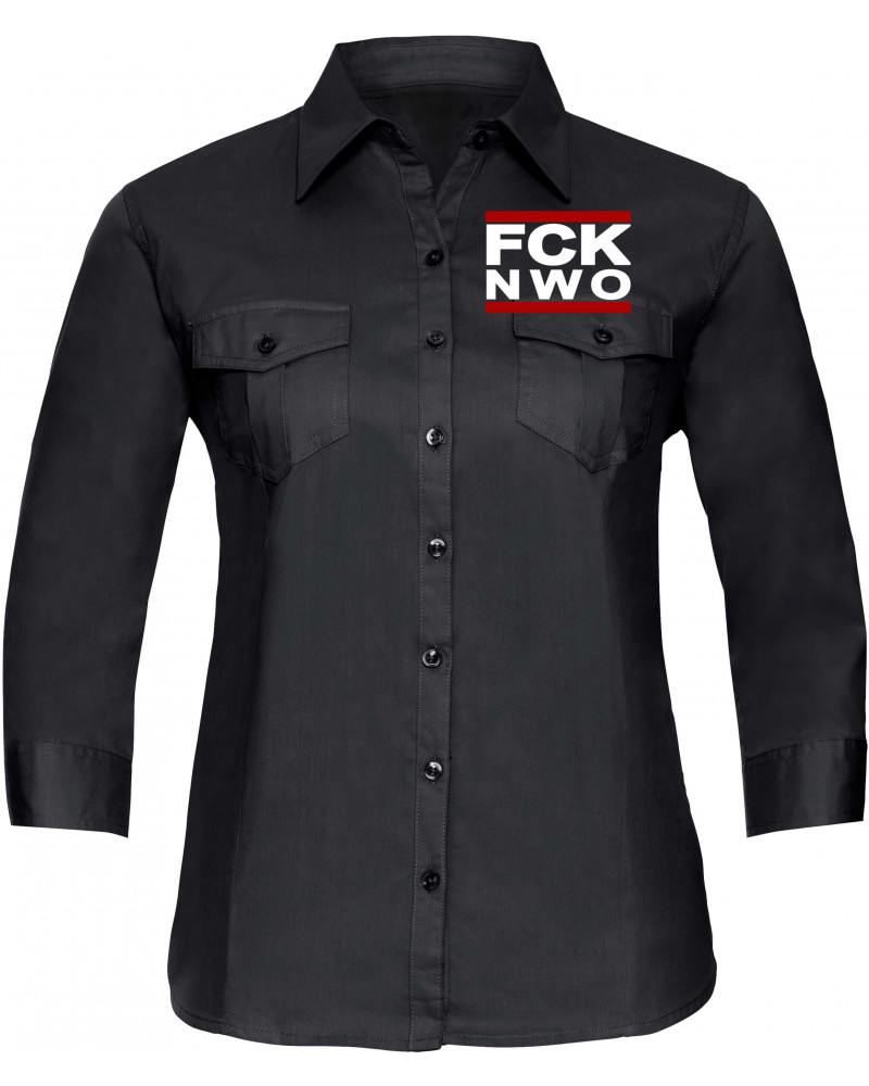 Bestickte langarm Damenbluse (FCK NWO)