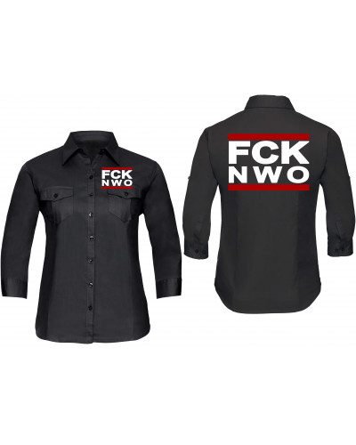 Bestickte langarm Damenbluse (FCK NWO)