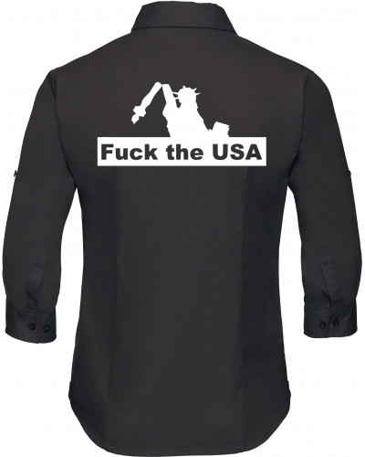 Bestickte langarm Damenbluse (Fuck the USA)