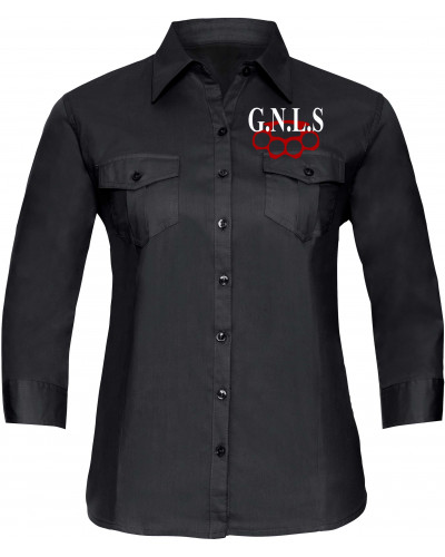 Bestickte langarm Damenbluse (GNLS, Schlagring)