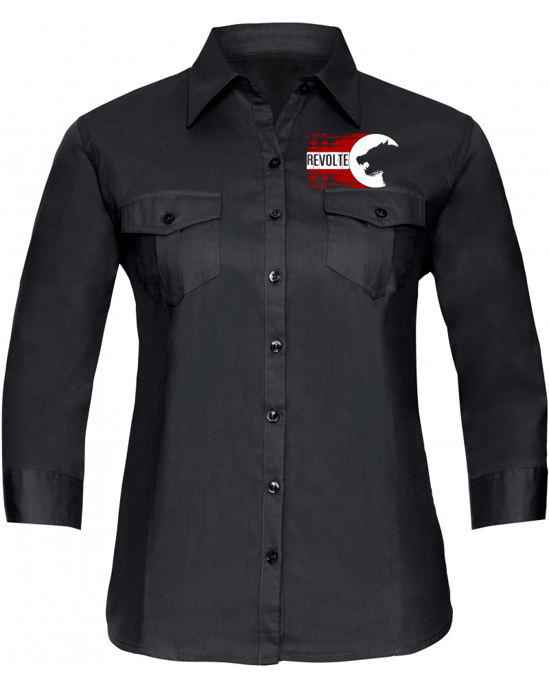 Bestickte langarm Damenbluse (H8-Front)