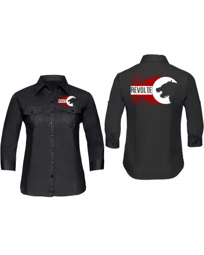 Bestickte langarm Damenbluse (H8-Front)