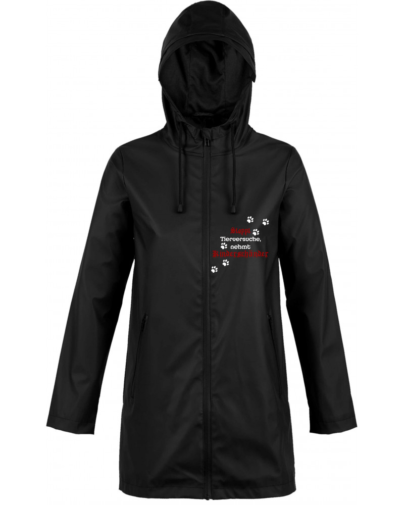 Bestickte Damen Jacke "Hell" (Stoppt Tierversuche, nehmt Kinderschänder)