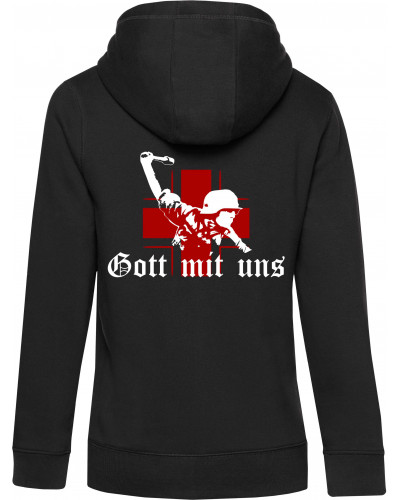 Damen Kapuzen-Jacke (Gott mit uns, Soldat)