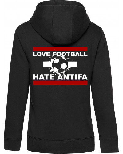Damen Kapuzen-Jacke (Love Football hate Antifa)