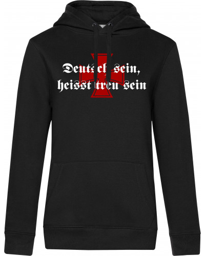 Damen Kapuzen-Pullover (Deutsch sein, heißt treu sein)