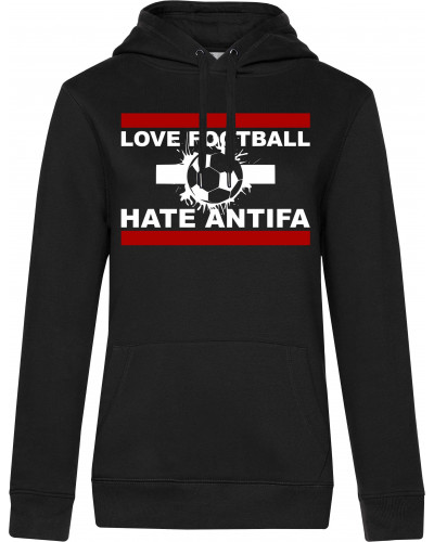 Damen Kapuzen-Pullover (Love Football hate Antifa)