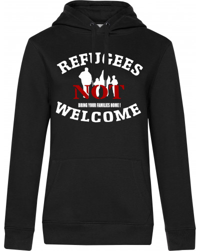 Damen Kapuzen-Pullover (Refugees not welcome)