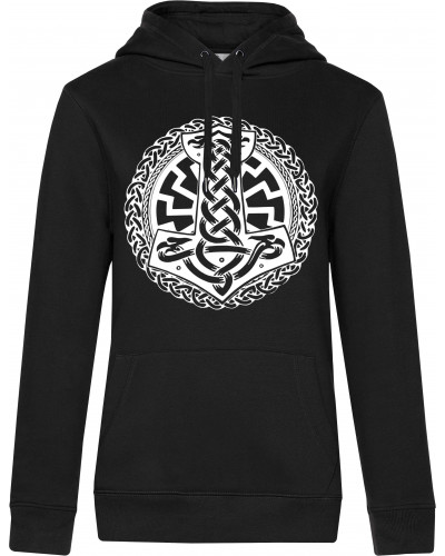 Damen Kapuzen-Pullover (Schwarze Sonne, Thorhammer)