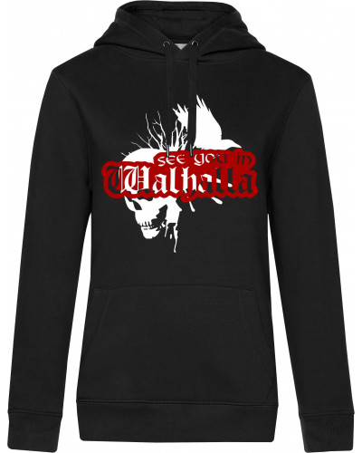 Damen Kapuzen-Pullover (See you in Walhalla, Totenkopf)