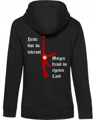 Damen Kapuzen-Pullover (Heute tolerant morgen fremd im eigenen Land)