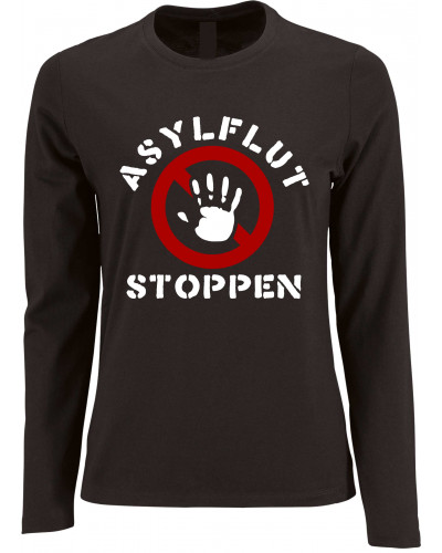 Damen Langarm Shirt (Asylflut stoppen)