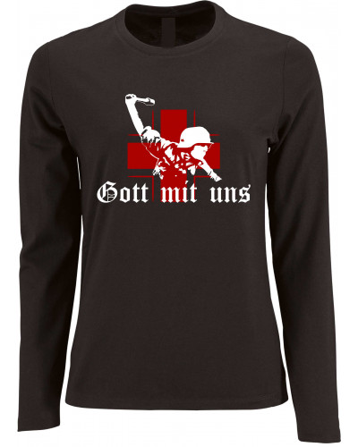 Damen Langarm Shirt (Gott mit uns, Soldat)