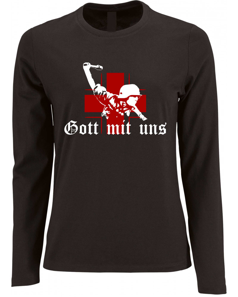 Damen Langarm Shirt (Gott mit uns, Soldat)
