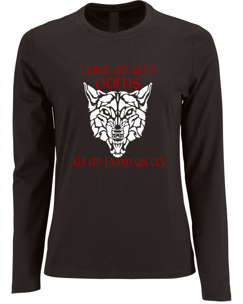 Damen Langarm Shirt (Lieber ein Wolf Odins als ein Lamm Gottes)
