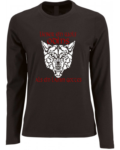 Damen Langarm Shirt (Lieber ein Wolf Odins als ein Lamm Gottes)