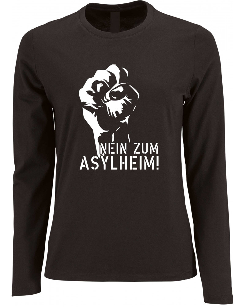 Damen Langarm Shirt (Nein zum Asylheim)