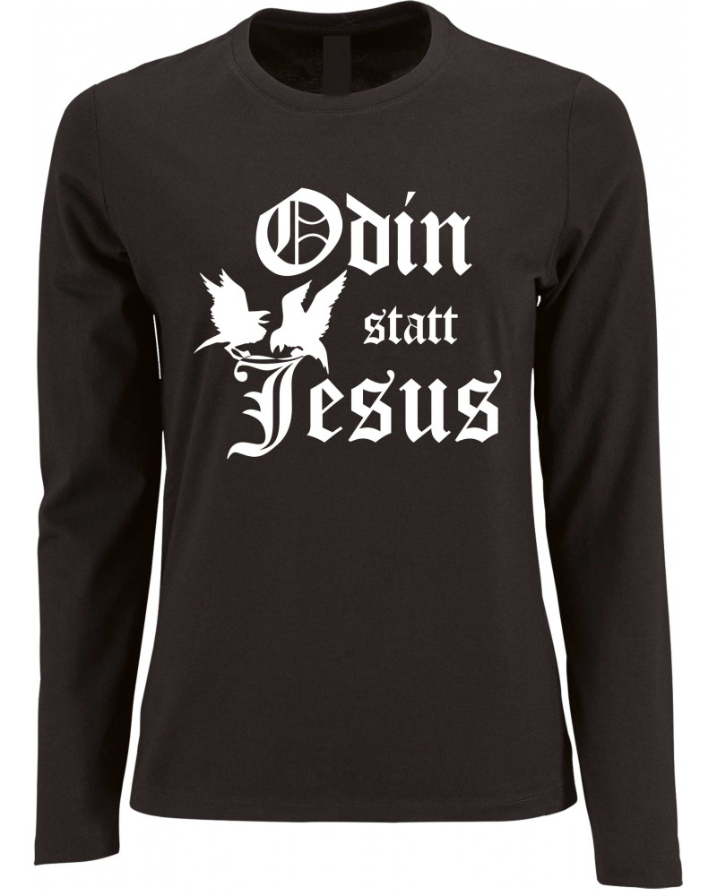 Damen Langarm Shirt (Odin statt Jesus)
