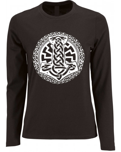 Damen Langarm Shirt (Schwarze Sonne, Thorhammer)