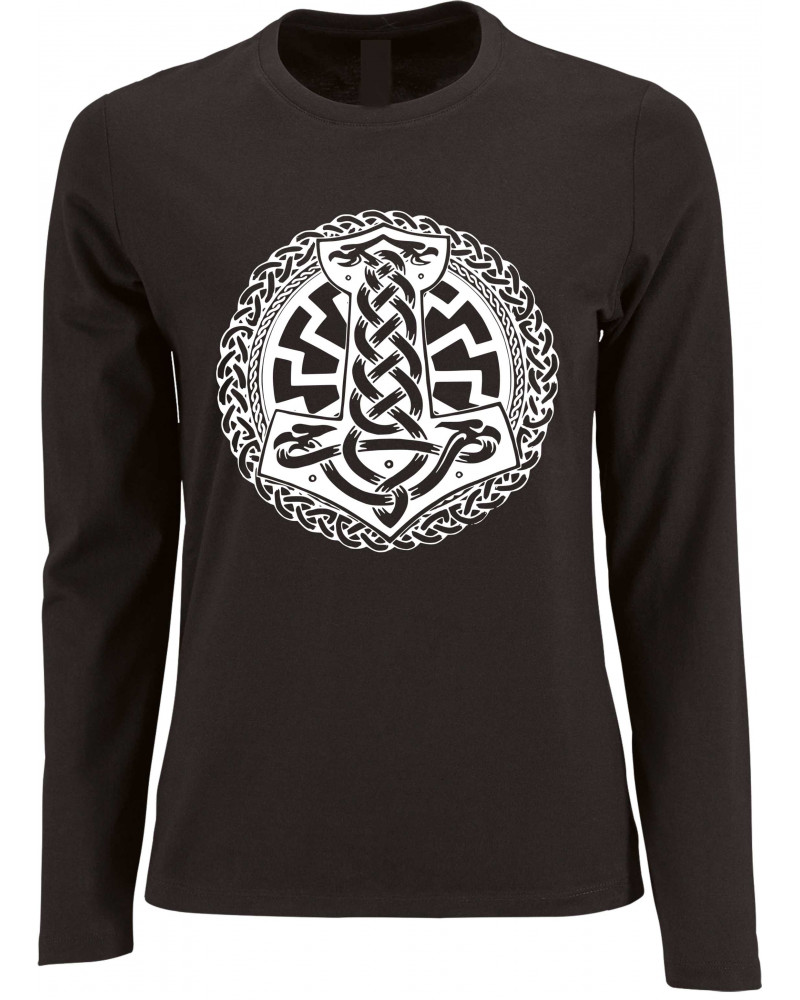 Damen Langarm Shirt (Schwarze Sonne, Thorhammer)