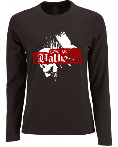 Damen Langarm Shirt (See you in Walhalla, Totenkopf)