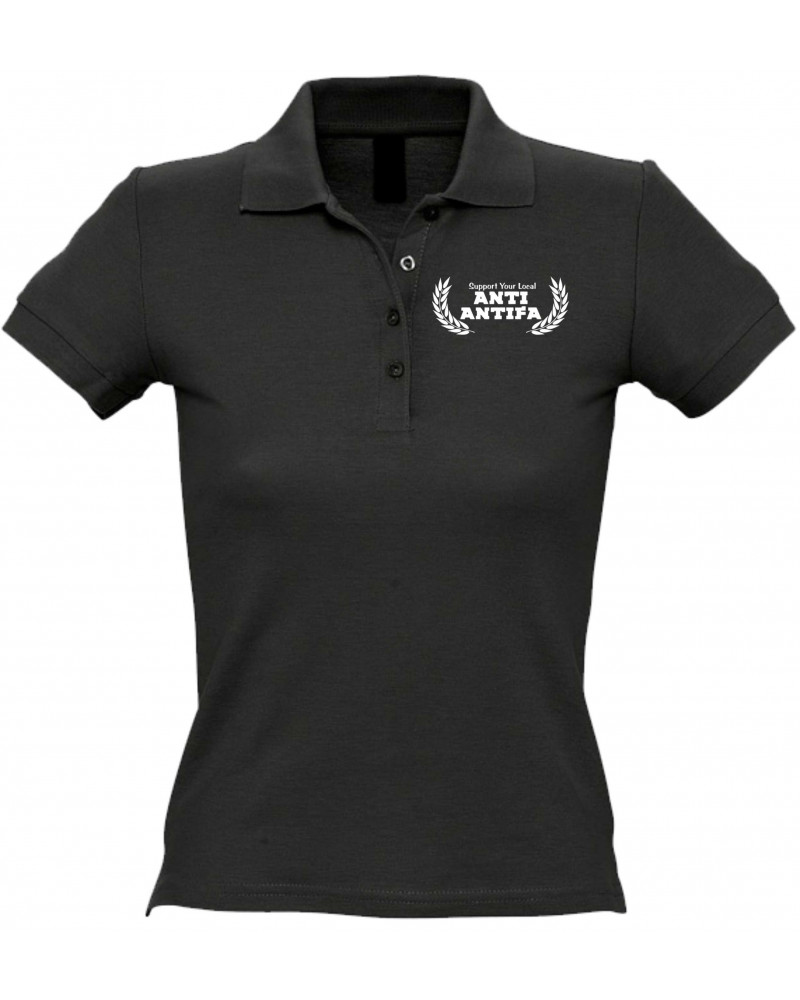 Besticktes Damen Poloshirt (Anti-Antifa)