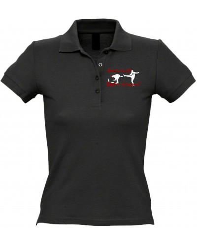 Besticktes Damen Poloshirt (Antifa heißt Opfer bringen)