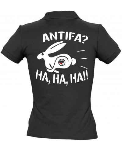 Besticktes Damen Poloshirt (Antifa, ha ha ha)