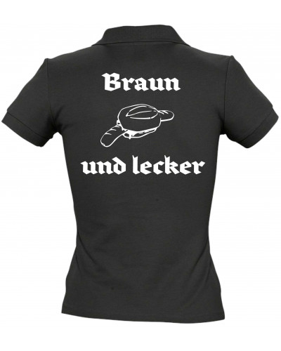 Besticktes Damen Poloshirt (Braun und lecker)