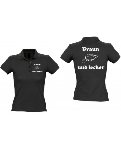 Besticktes Damen Poloshirt (Braun und lecker)