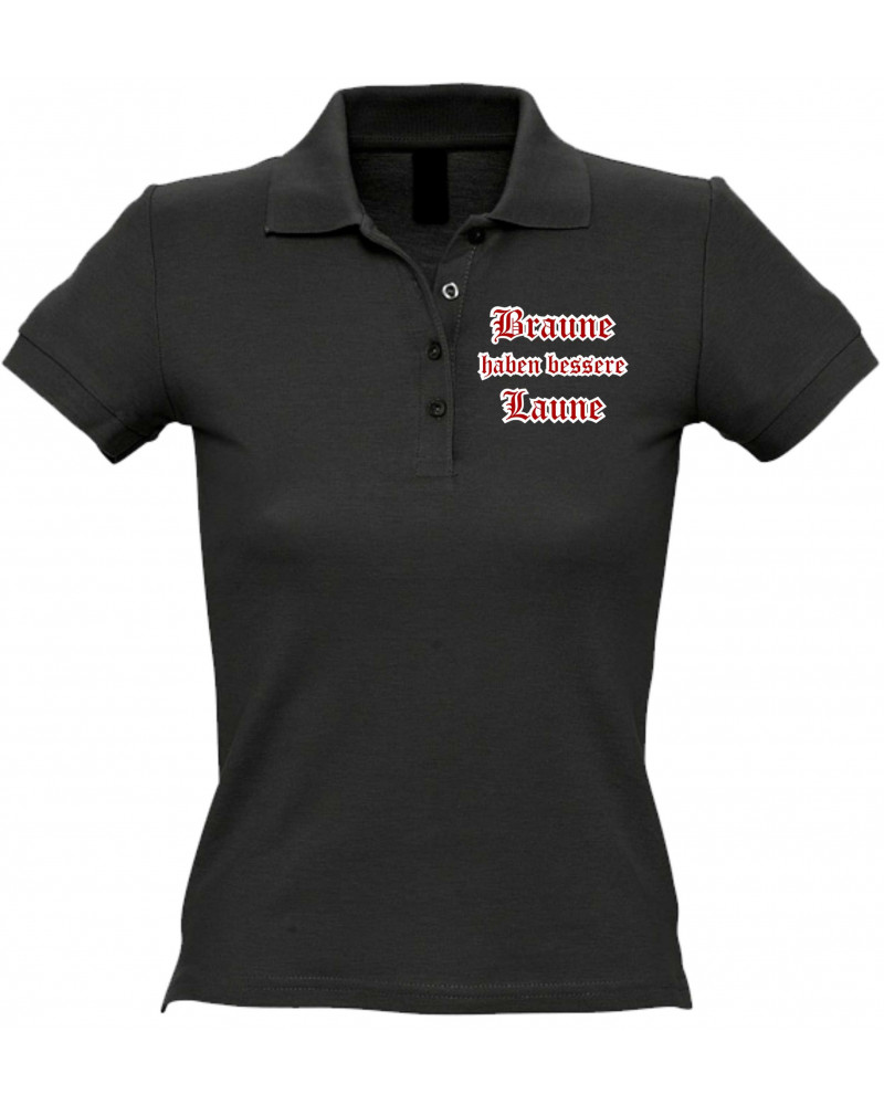 Besticktes Damen Poloshirt (Braune haben bessere laune)
