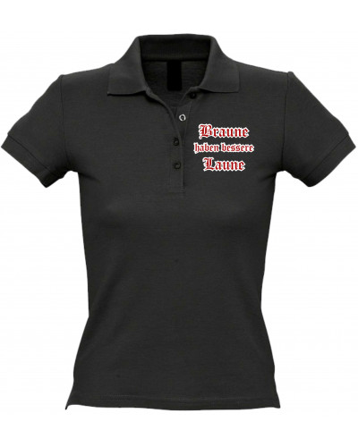 Besticktes Damen Poloshirt (Braune haben bessere laune)