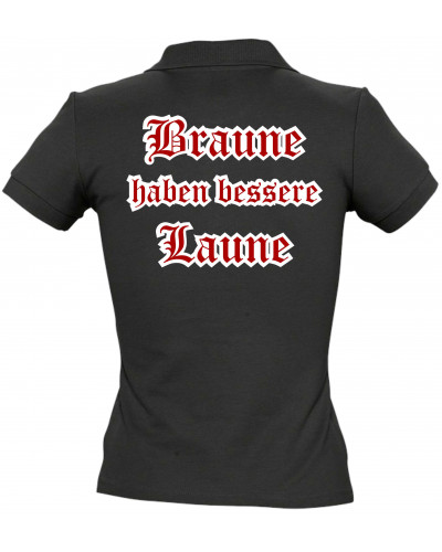 Besticktes Damen Poloshirt (Braune haben bessere laune)
