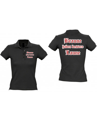 Besticktes Damen Poloshirt (Braune haben bessere laune)