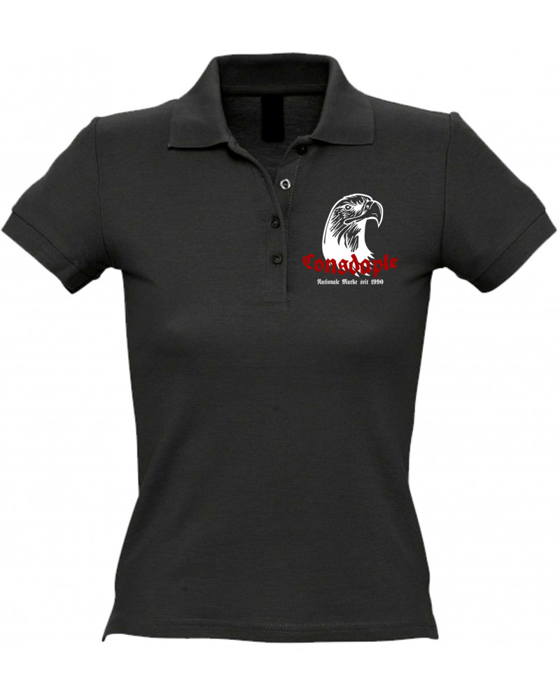Besticktes Damen Poloshirt (Consdaple, Adlerkopf 1990)