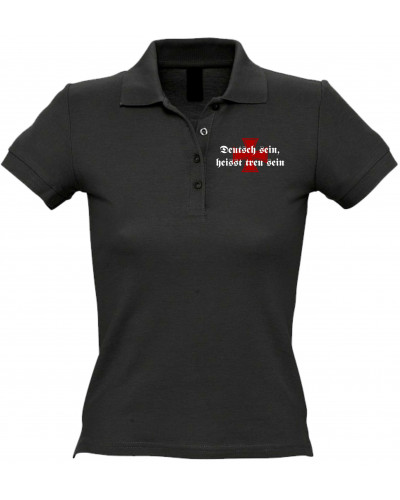 Besticktes Damen Poloshirt (Deutsch sein, heißt treu sein)