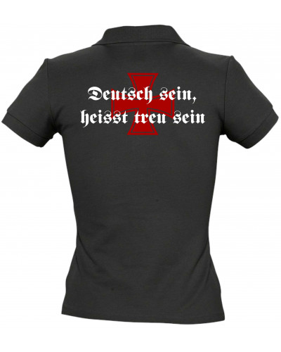 Besticktes Damen Poloshirt (Deutsch sein, heißt treu sein)