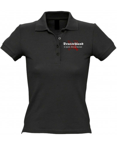 Besticktes Damen Poloshirt (Deutschland für Familie, Volk und Vaterland)