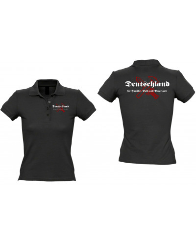 Besticktes Damen Poloshirt (Deutschland für Familie, Volk und Vaterland)