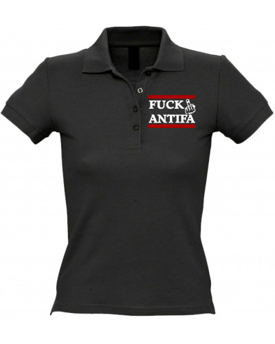 Besticktes Damen Poloshirt (Fuck Antifa)