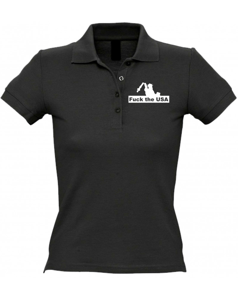 Besticktes Damen Poloshirt (Fuck the USA)