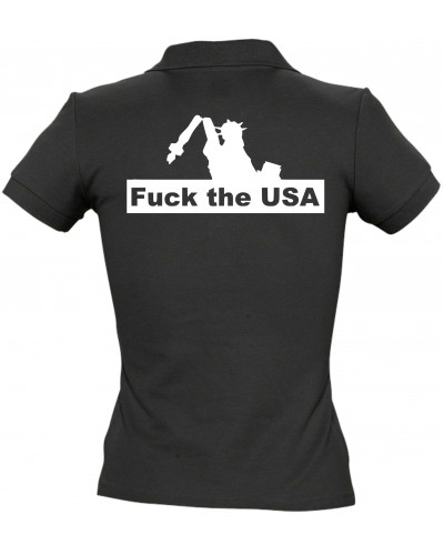 Besticktes Damen Poloshirt (Fuck the USA)