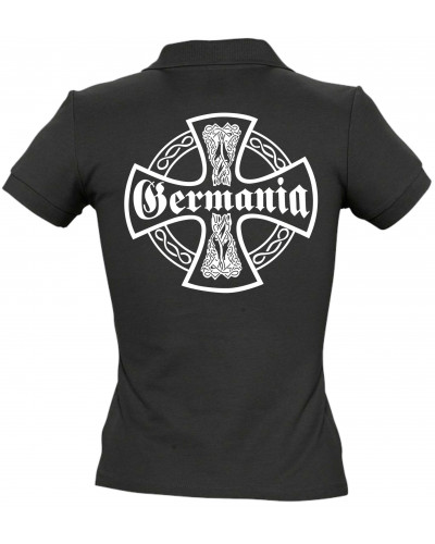 Besticktes Damen Poloshirt (Germania, Kreuz)