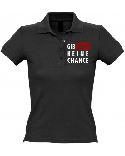 Besticktes Damen Poloshirt (Gib Islam keine Chance)
