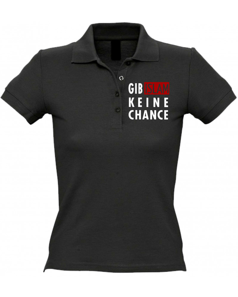 Besticktes Damen Poloshirt (Gib Islam keine Chance)