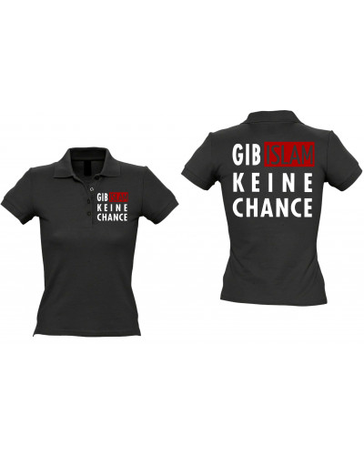 Besticktes Damen Poloshirt (Gib Islam keine Chance)