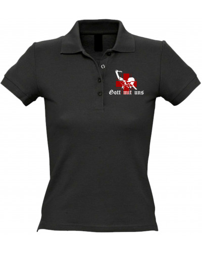Besticktes Damen Poloshirt (Gott mit uns, Soldat)