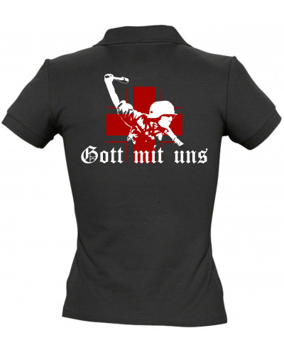 Besticktes Damen Poloshirt (Gott mit uns, Soldat)